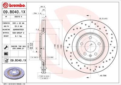 Brake Disc BREMBO 09.B040.1X