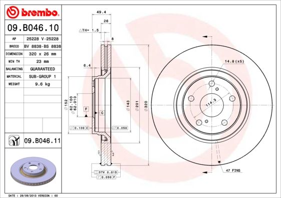 BREMBO 09.B046.11 Brake Disc