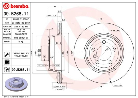 BREMBO 09.B268.11 Brake Disc