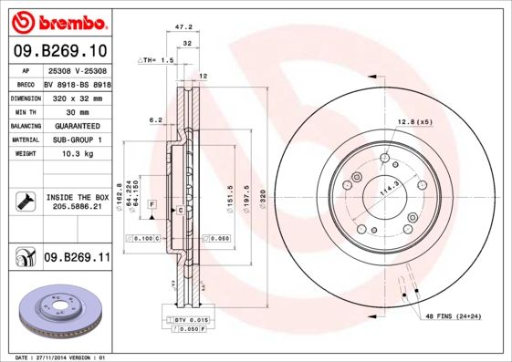 BREMBO 09.B269.10 Brake Disc