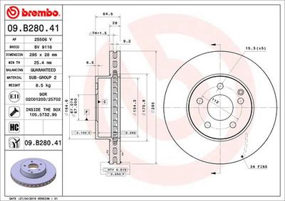 Brake Disc BREMBO 09.B280.41