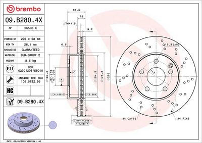 Brake Disc BREMBO 09.B280.4X