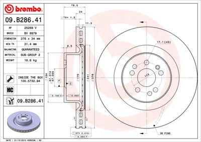 Brake Disc BREMBO 09.B286.41