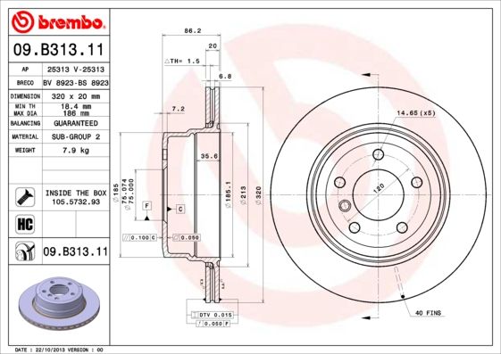 BREMBO 09.B313.11 Brake Disc