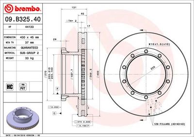 Brake Disc BREMBO 09.B325.40