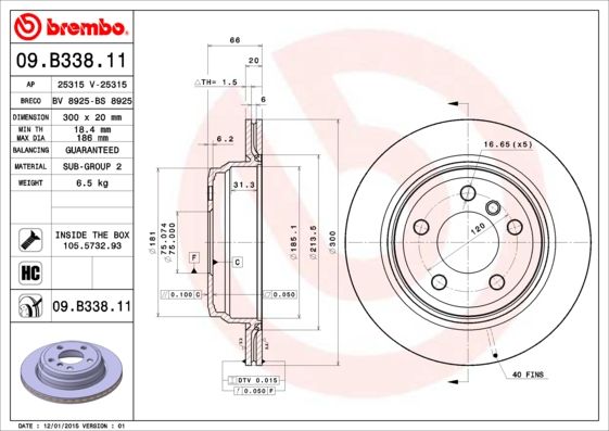 BREMBO 09.B338.11 Brake Disc