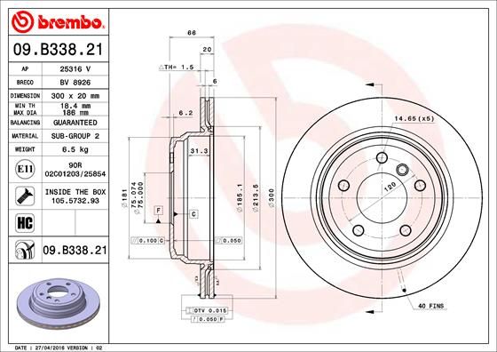 BREMBO 09.B338.21 Brake Disc