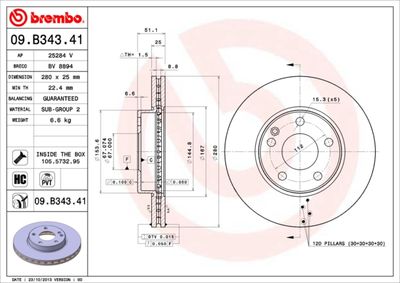 Brake Disc BREMBO 09.B343.41
