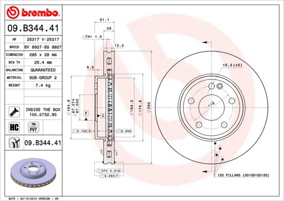 BREMBO 09.B344.41 Brake Disc