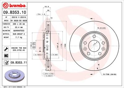 Brake Disc BREMBO 09.B353.11