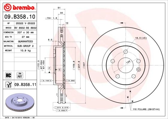 BREMBO 09.B358.11 Brake Disc