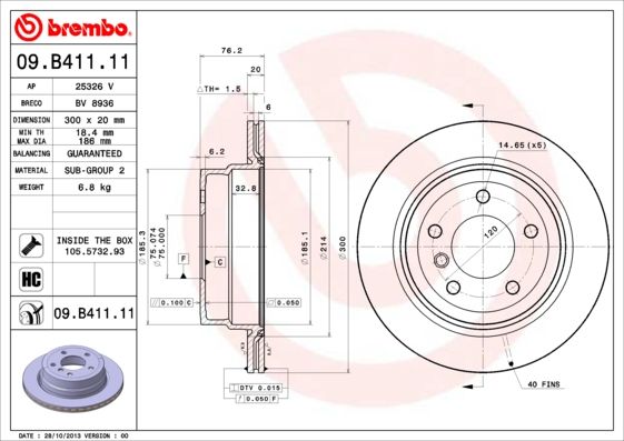 BREMBO 09.B411.11 Brake Disc