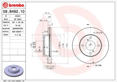 Brake Disc BREMBO 09.B492.10
