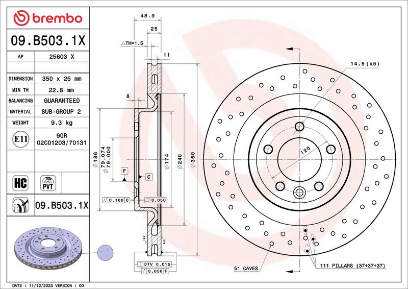 BREMBO 09.B503.1X Brake Disc