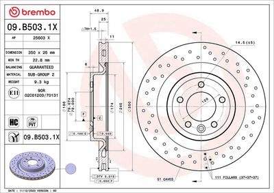 Brake Disc BREMBO 09.B503.1X