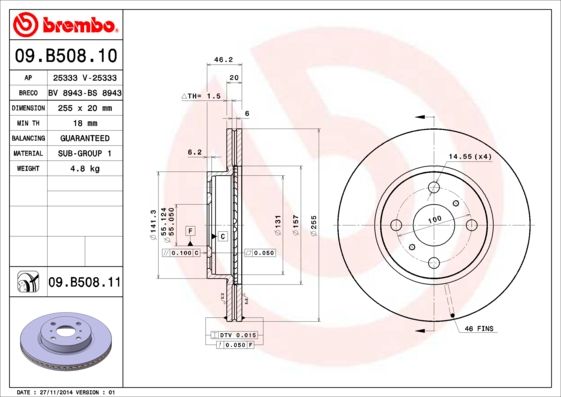 BREMBO 09.B508.11 Brake Disc