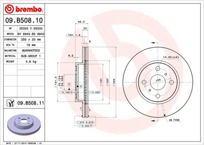 Brake Disc BREMBO 09.B508.11