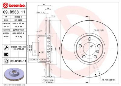 Brake Disc BREMBO 09.B538.11