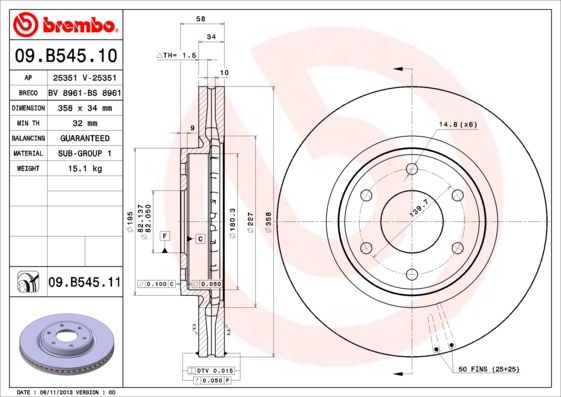 BREMBO 09.B545.11 Brake Disc
