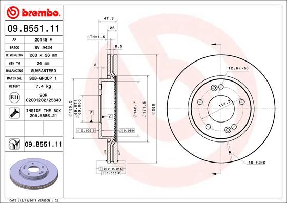 BREMBO 09.B551.11 Brake Disc