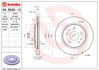 Brake Disc BREMBO 09.B560.10