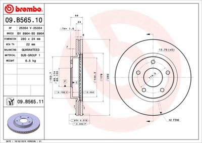 Brake Disc BREMBO 09.B565.10