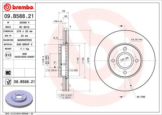 BREMBO 09.B588.21 Brake Disc