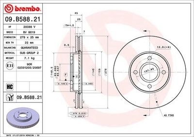 Brake Disc BREMBO 09.B588.21
