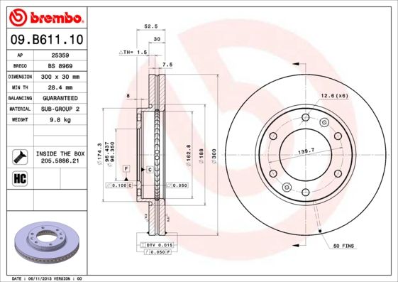 BREMBO 09.B611.10 Brake Disc