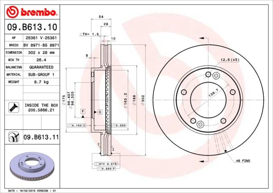 BREMBO 09.B613.11 Brake Disc