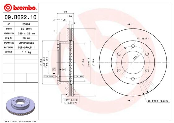 BREMBO 09.B622.10 Brake Disc