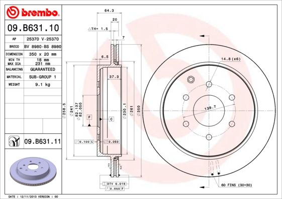 BREMBO 09.B631.11 Brake Disc