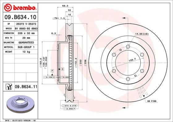 BREMBO 09.B634.10 Brake Disc