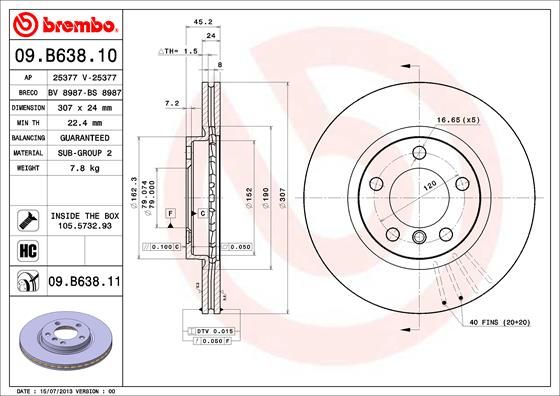 BREMBO 09.B638.11 Brake Disc