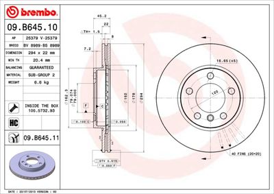 Brake Disc BREMBO 09.B645.10