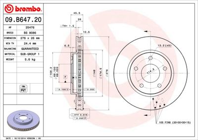 Brake Disc BREMBO 09.B647.20