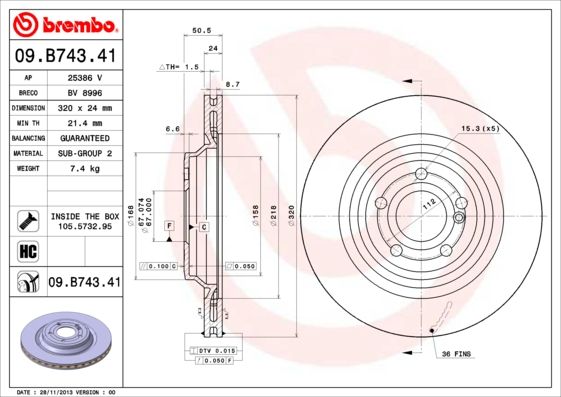 BREMBO 09.B743.41 Brake Disc