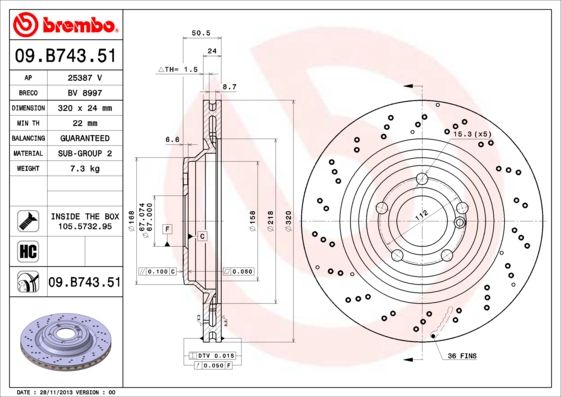 BREMBO 09.B743.51 Brake Disc