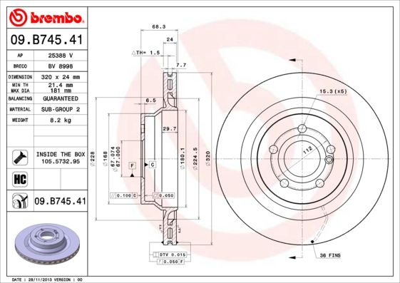 BREMBO 09.B745.41 Brake Disc