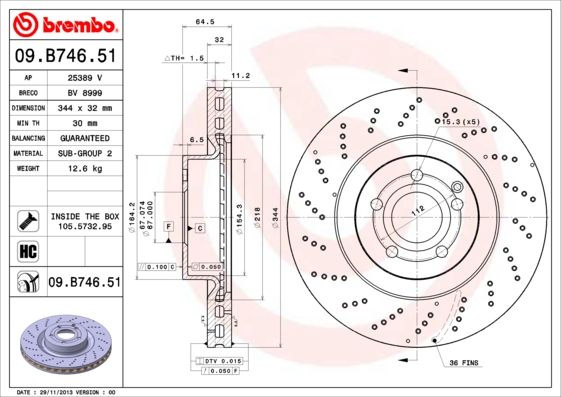 BREMBO 09.B746.51 Brake Disc