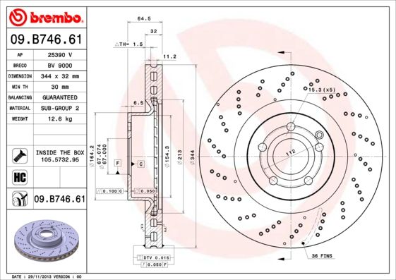 BREMBO 09.B746.61 Brake Disc