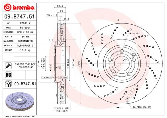 BREMBO 09.B747.51 Brake Disc