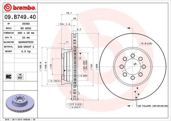 BREMBO 09.B749.40 Brake Disc