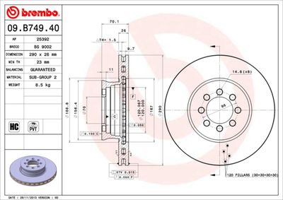Brake Disc BREMBO 09.B749.40