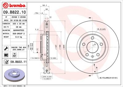 Brake Disc BREMBO 09.B822.11