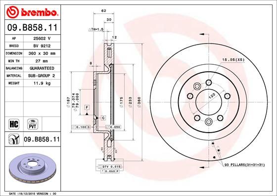 BREMBO 09.B858.11 Brake Disc