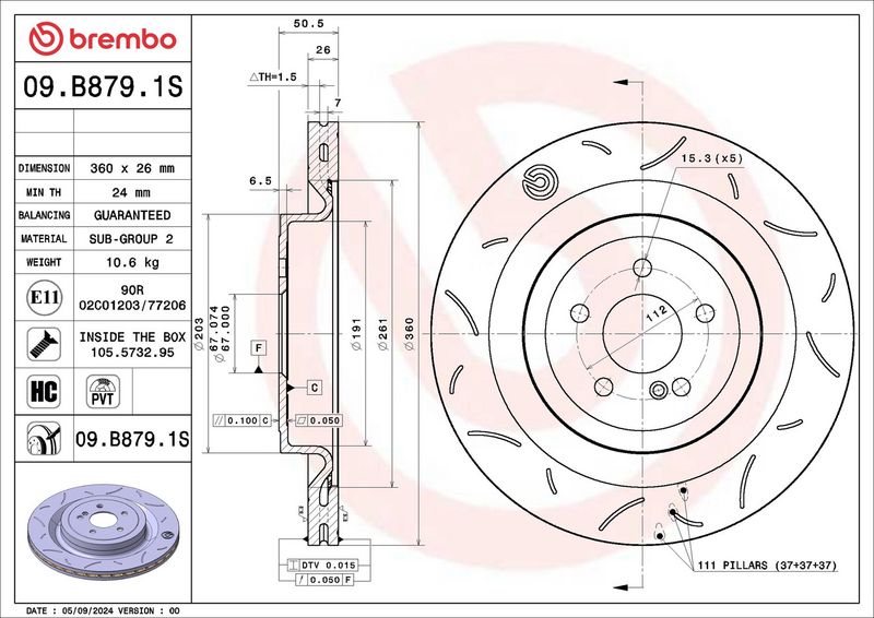 BREMBO 09.B879.1S Brake Disc