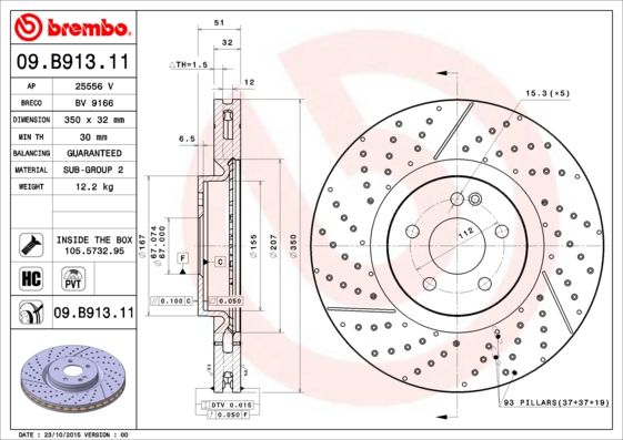 BREMBO 09.B913.11 Brake Disc