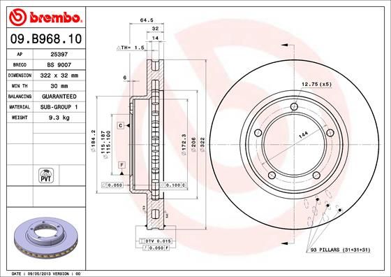BREMBO 09.B968.10 Brake Disc