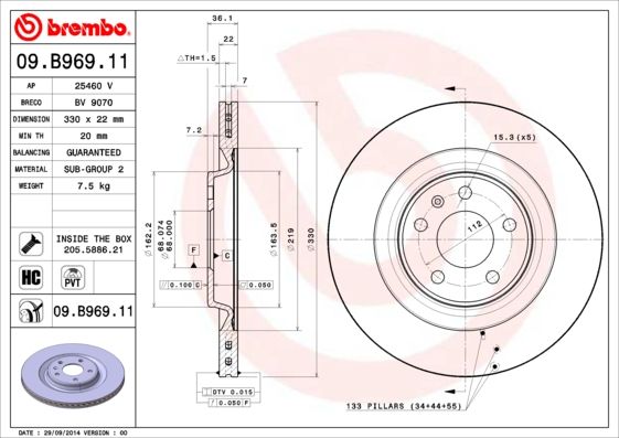 BREMBO 09.B969.11 Brake Disc